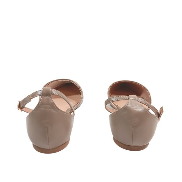 Journee Collection Reba Sandals Womens 6 Taupe Faux Leather Dress Flats New - Picture 3 of 5